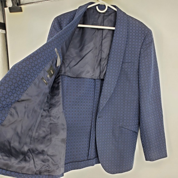 J. Crew Ludlow Navy Blue Black Starburst Ormezzano Italy Men Blazer Suit Jacket - Picture 10 of 10